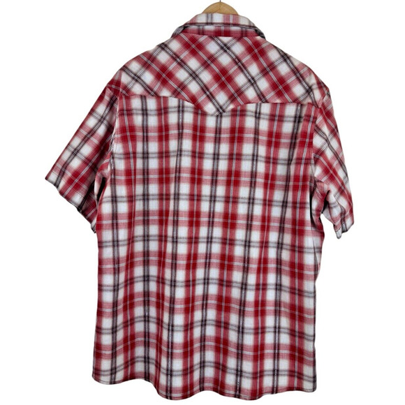 Wrangler Western Shirt Men's Size XL Pearl Snap Red Metallic Plaid Country Fit - Picture 4 of 4